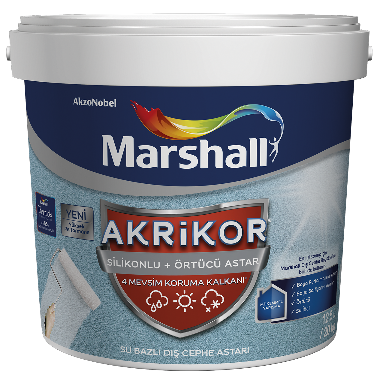 Akrikor Silikonlu+Örtücü Astar - Marshall Boya