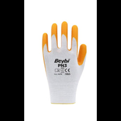 BEYBİ NİTRİL POLY ELDİVEN PN3 BEYAZ-SARI NO:10